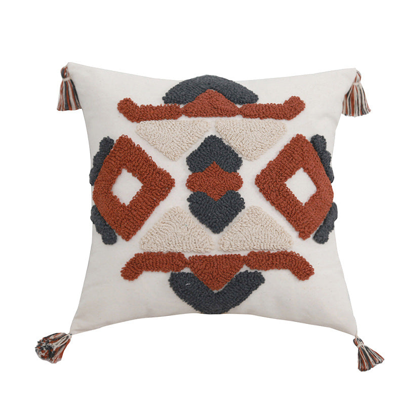Simple tufted embroidered Bohemian pillow cushion