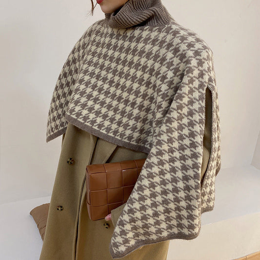 Mantón de capa de punto con cuello ortopédico de otoño e invierno