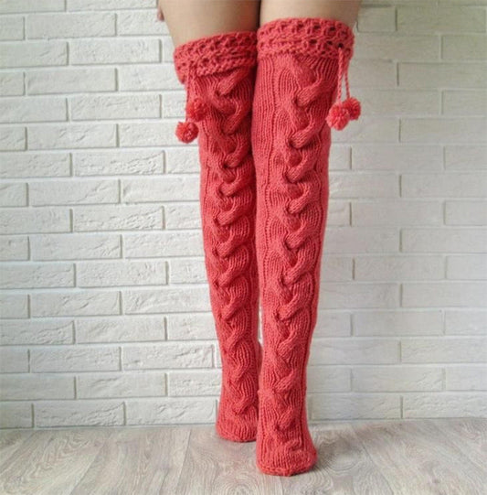 Knitting garter hair ball over the knee plus long stockings