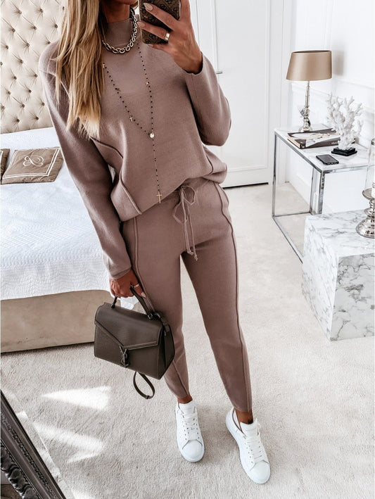 Casual Loose Long Sleeve Knitted Women's Suit