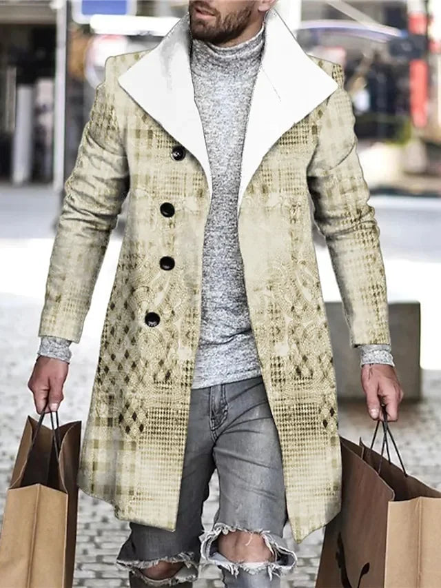 Men's Coat with Pockets Outdoor Comfort Jacket Khaki