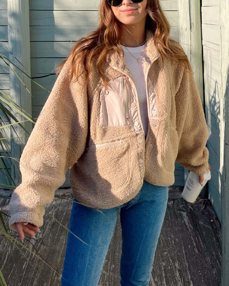 Cropped Cardigan Plush Sherpa Jacket