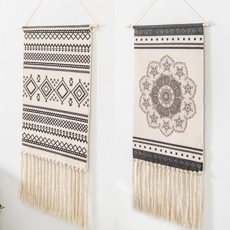 Tassel hand-woven cotton hanging picture background wall cloth