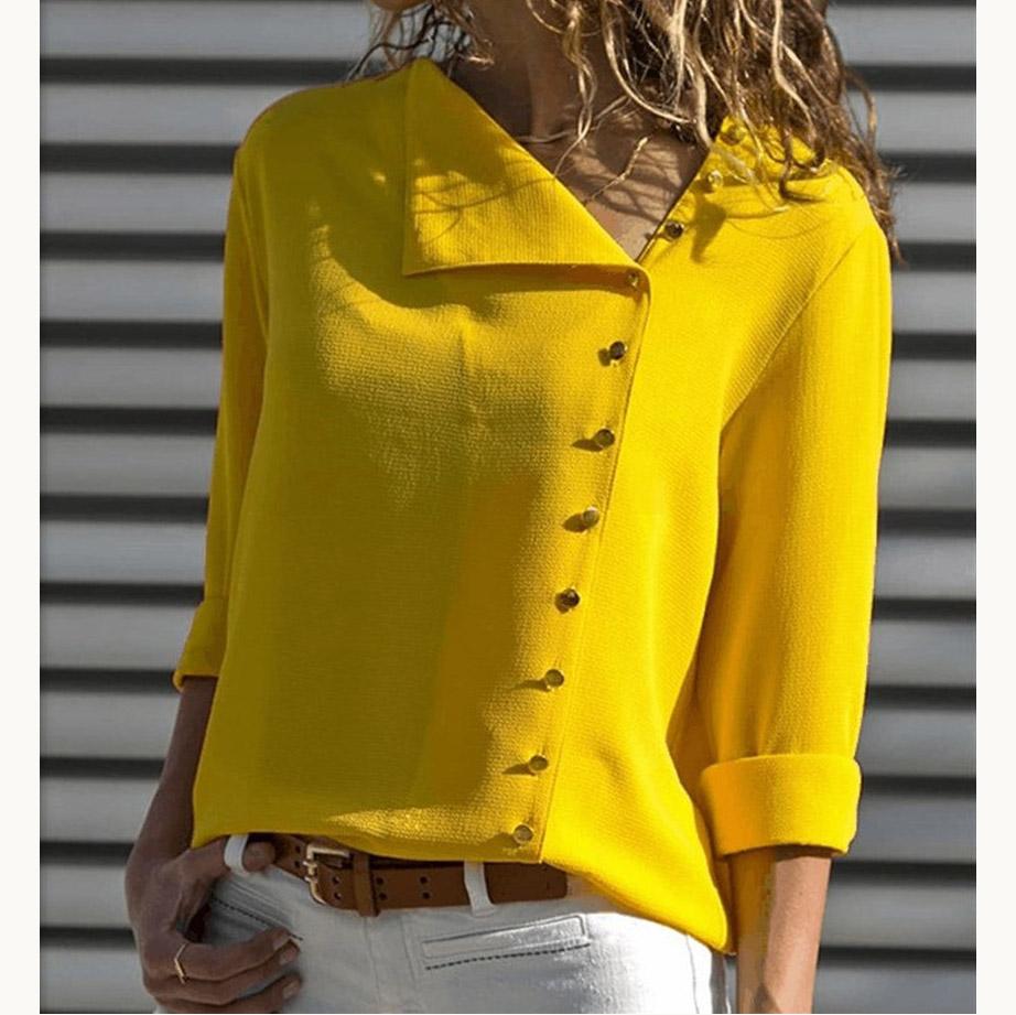 Oblique Collar Long-sleeved Shirts