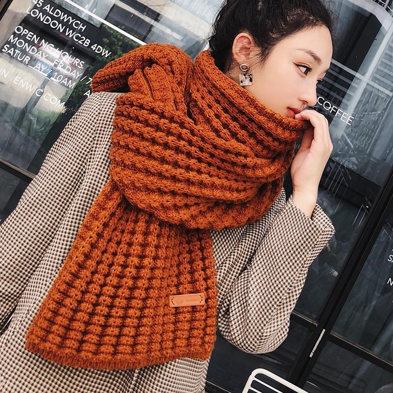 New Winter Knitted Scarf Fashion Women Warm Pashmina Thickened Wool Scarf