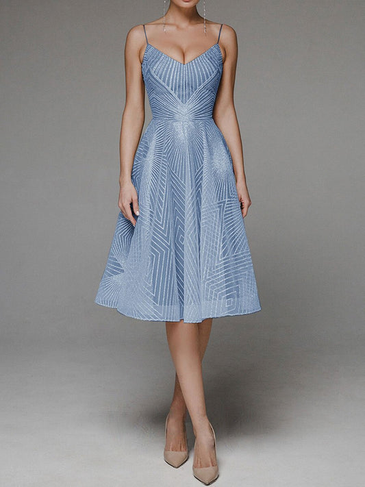Sling Embroidery Elegant Evening Dress