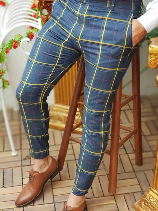 Men's Retro Plaid Casual Pants - DUVAL