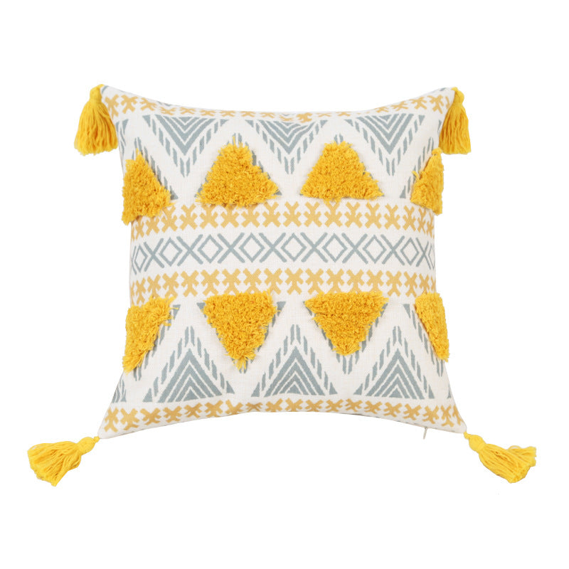 Ethnic series embroidered tassels geometric cushion