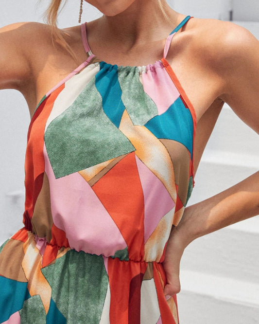 Resort Print Maxi Sleeveless Dress