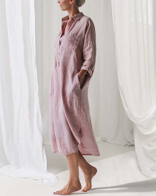 Shirt Dress In Dusty Pink - DUVAL