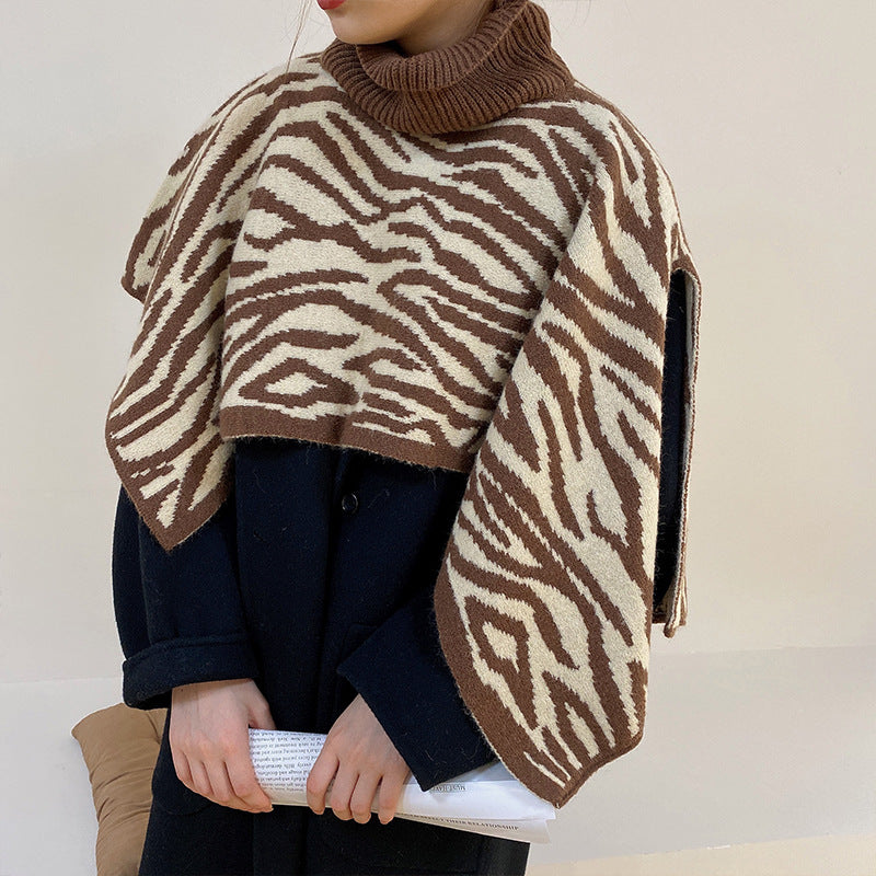 Autumn and winter neck brace knitted cape shawl