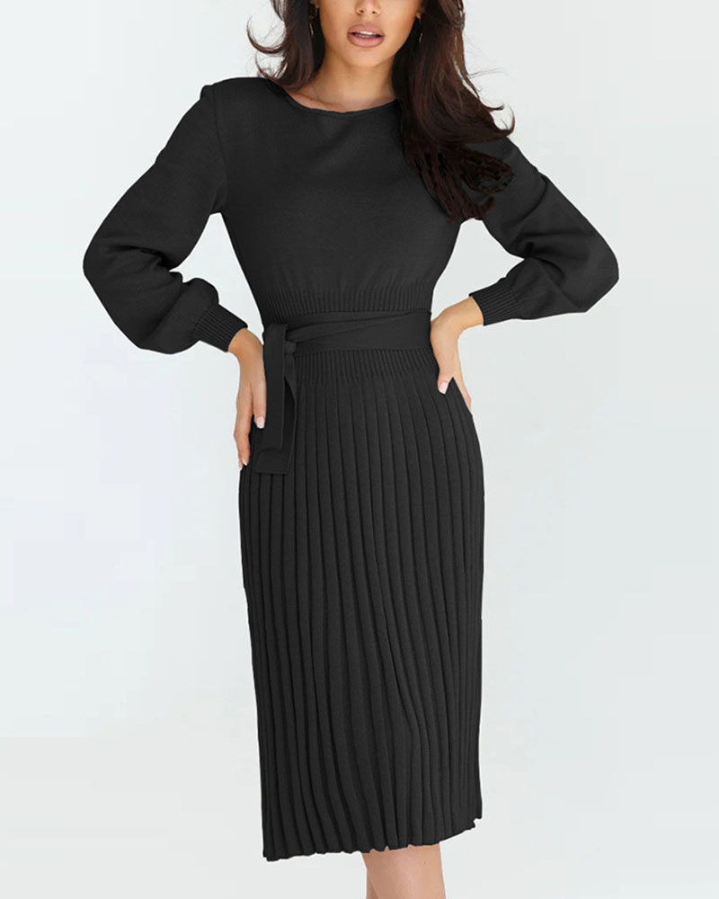 Robe plissée slim tricotée automne hiver