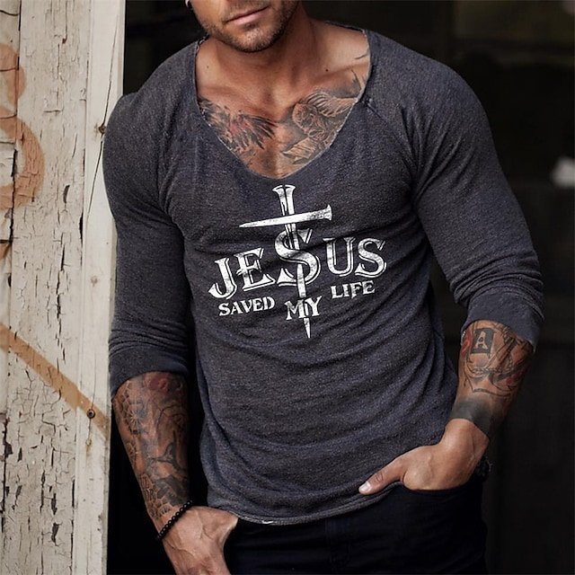 Men's T shirt Tee Hot Stamping Graphic Patterned Letter V Neck Street Daily Print Short Sleeve Tops Designer Casual Fashion Comfortable Gray - DUVAL