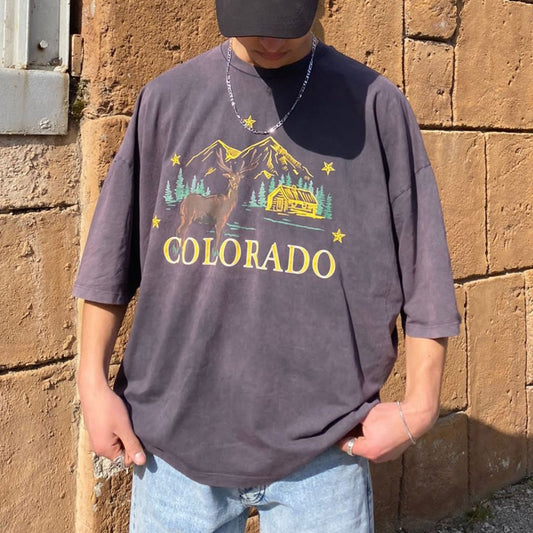 Retro Oversized Colorado Print T-Shirt - DUVAL