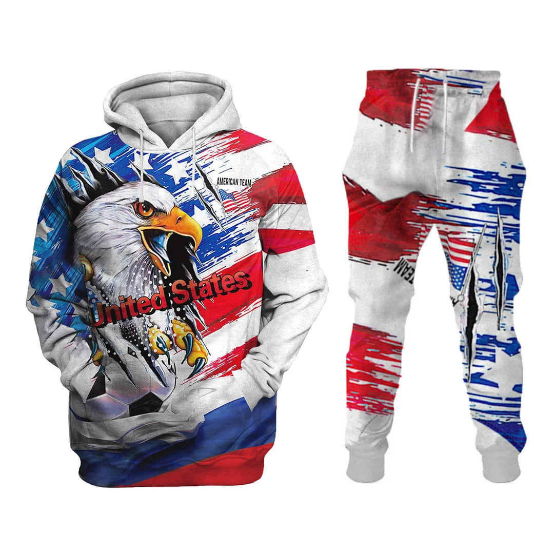 United States Printed Sweatshirt Set - DUVAL