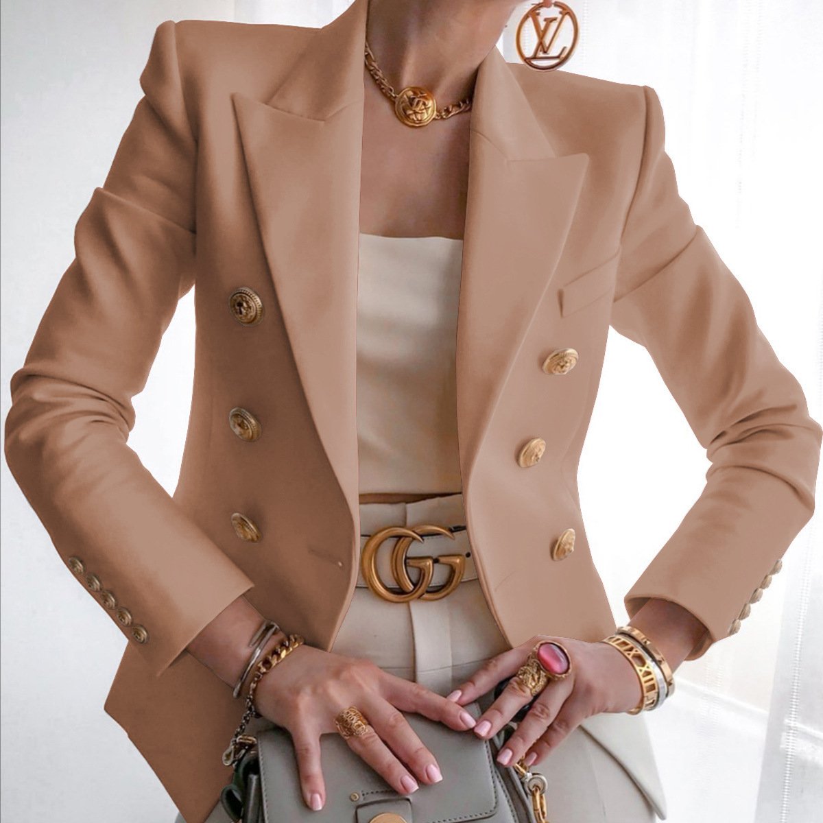 Classic Buttons Fashion Solid Color Slim Coats
