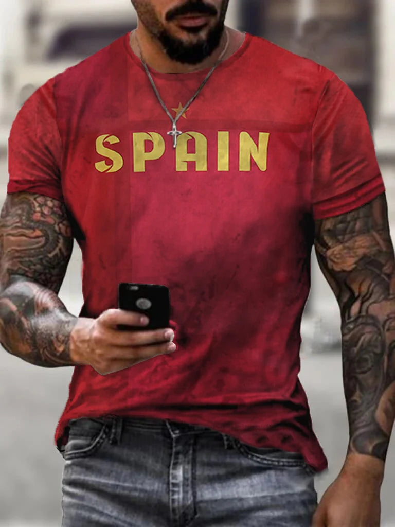 Spain Sports Football Printed T-Shirt