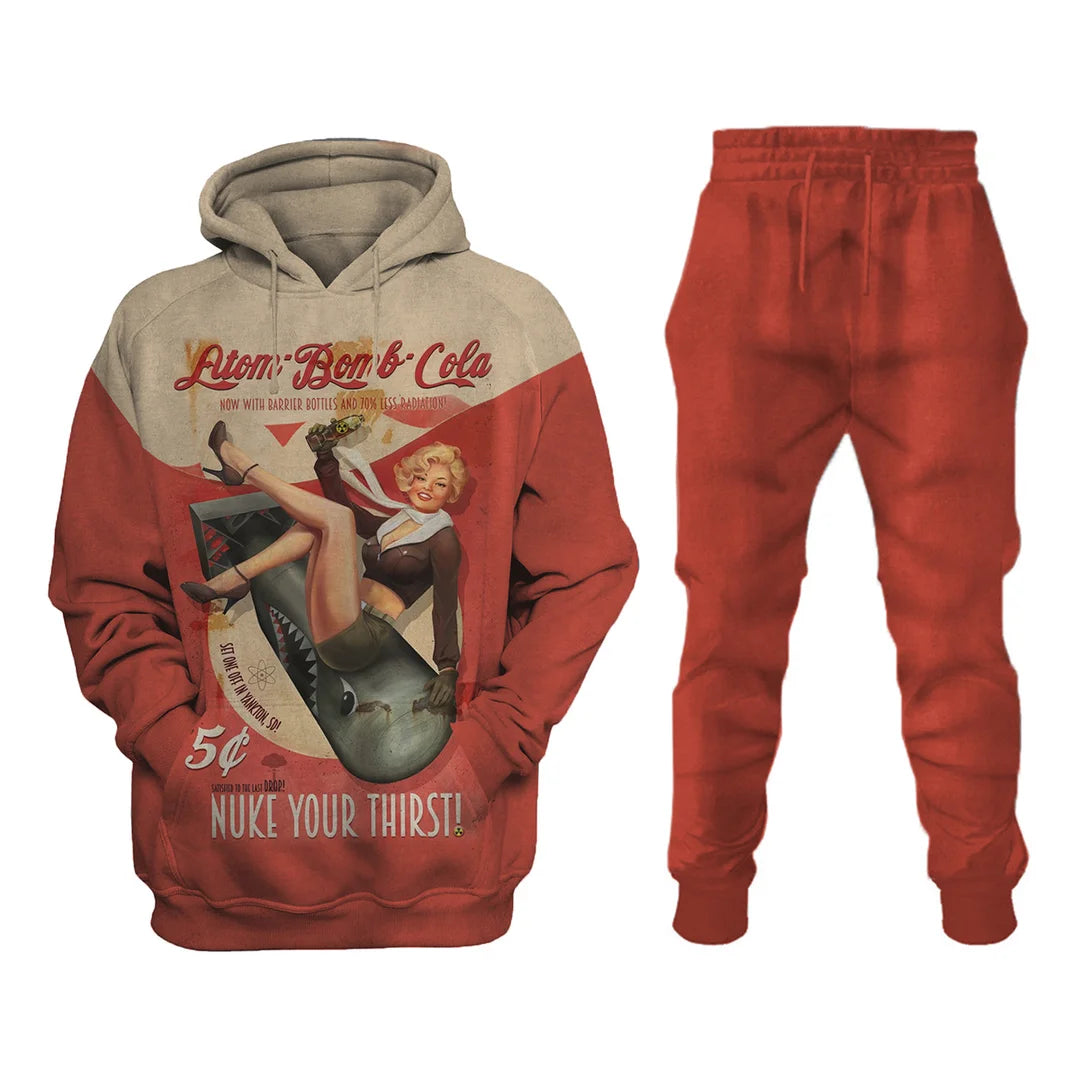 Atom Bomb Cola Fashion Retro Casual Sweatshirt Set - DUVAL