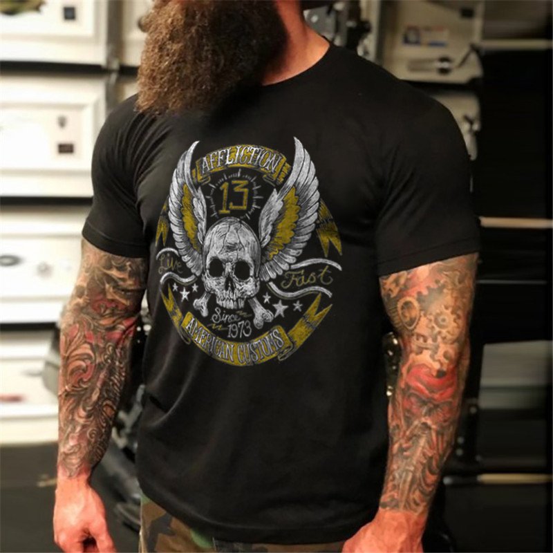 Indian Skull Head Biker Dark T-Shirt