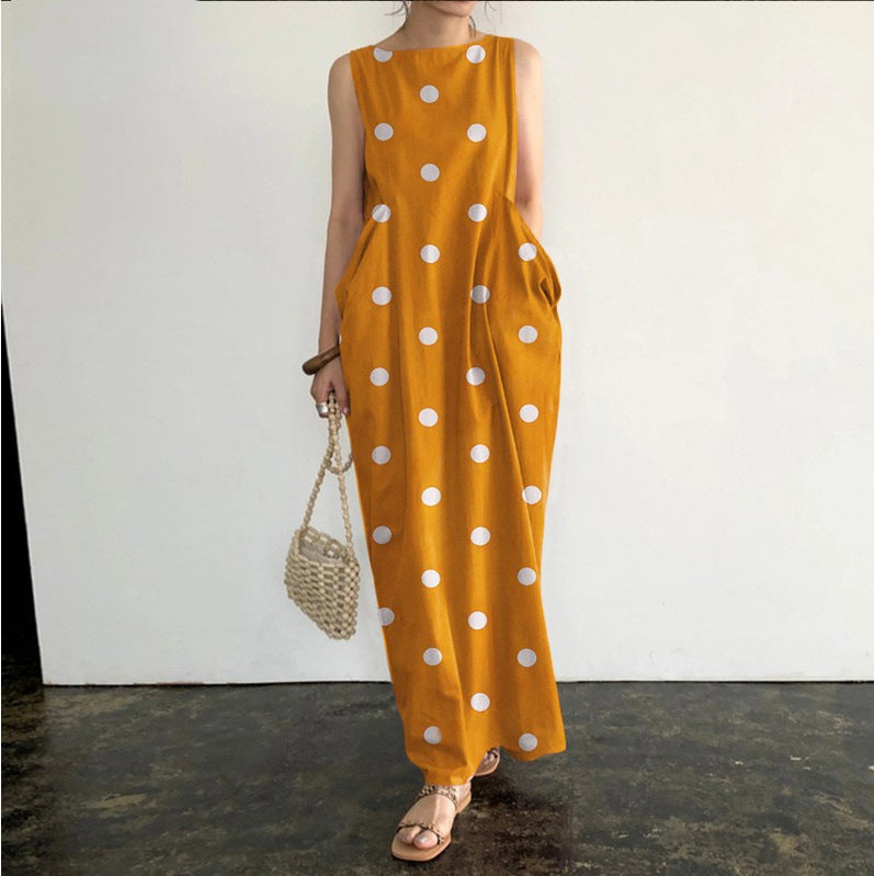 Elegant Sleeveless Robe Printed Long Dress