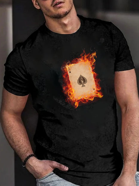 Men's Fashion Casual Poker Printed T-Shirt