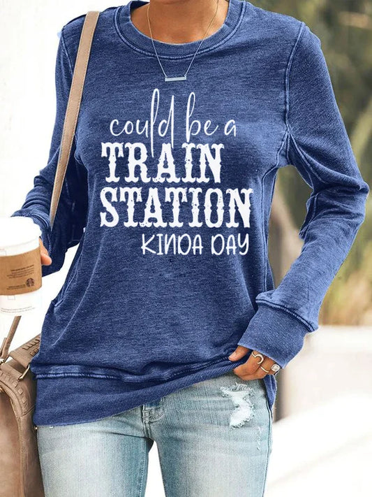 Sweatshirt imprimé pourrait être une gare un peu jour