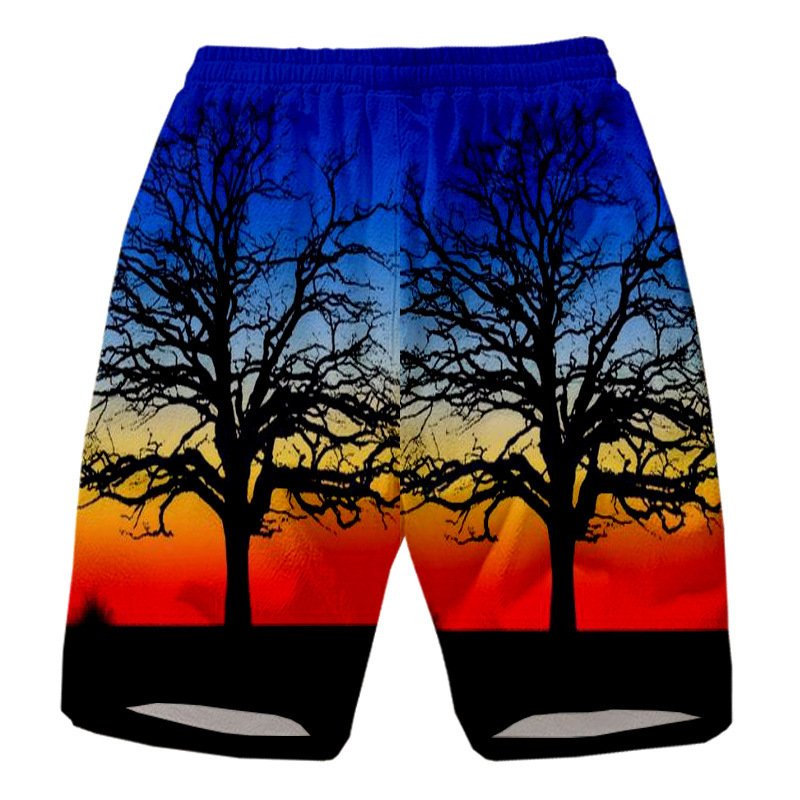 Men's Casual Island Sunset Gradient Print Beach Shorts - DUVAL