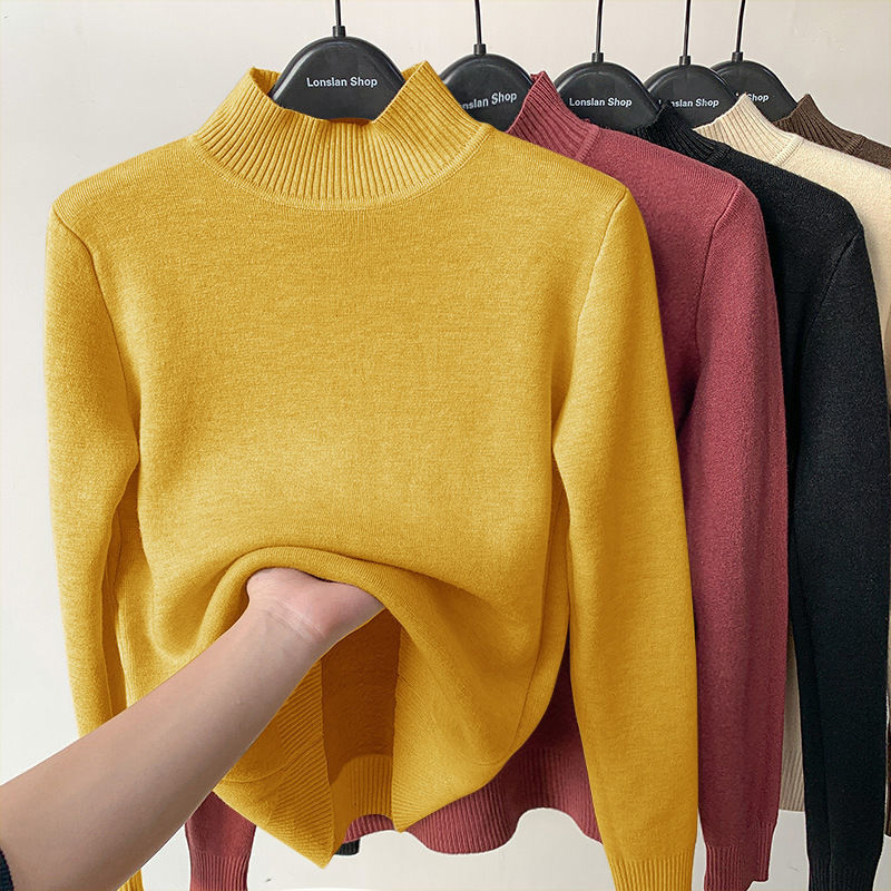 Winter thickened half turtleneck inner sweater