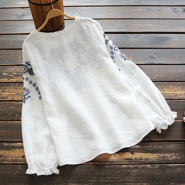 Ethnic Embroidered Round Neck Shirt