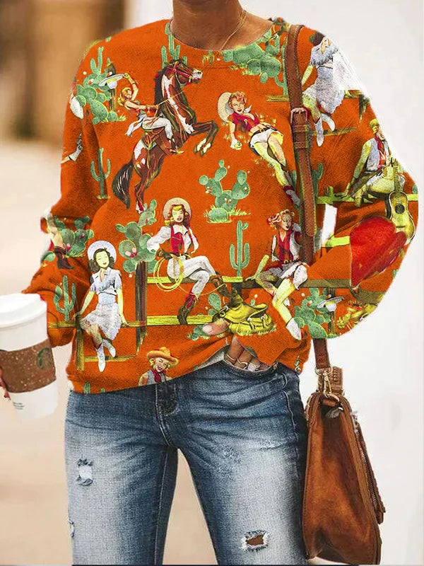 Western Vintage Print Hoodie