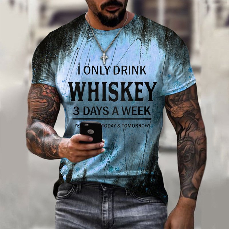 Men's Whiskey Vintage Print T-Shirt