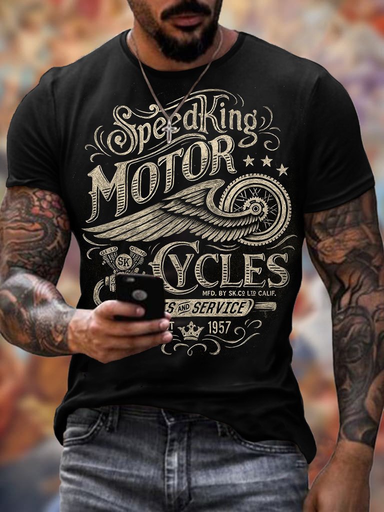 Men's Retro Motorcycle Riding Printed T-Shirt