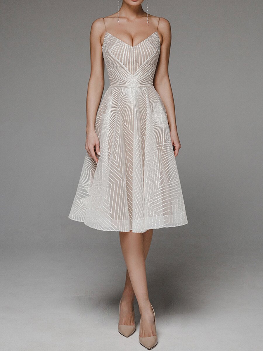 Sling Embroidery Elegant Evening Dress