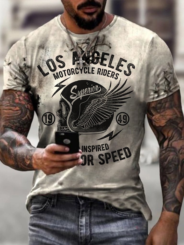 Men's Retro Motorcycle Riders Printed Casual T-Shirt