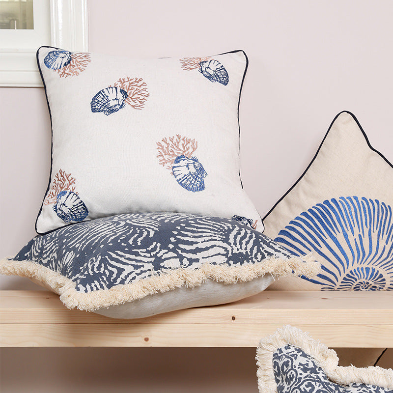 Fringed lace sofa cushions and pillows