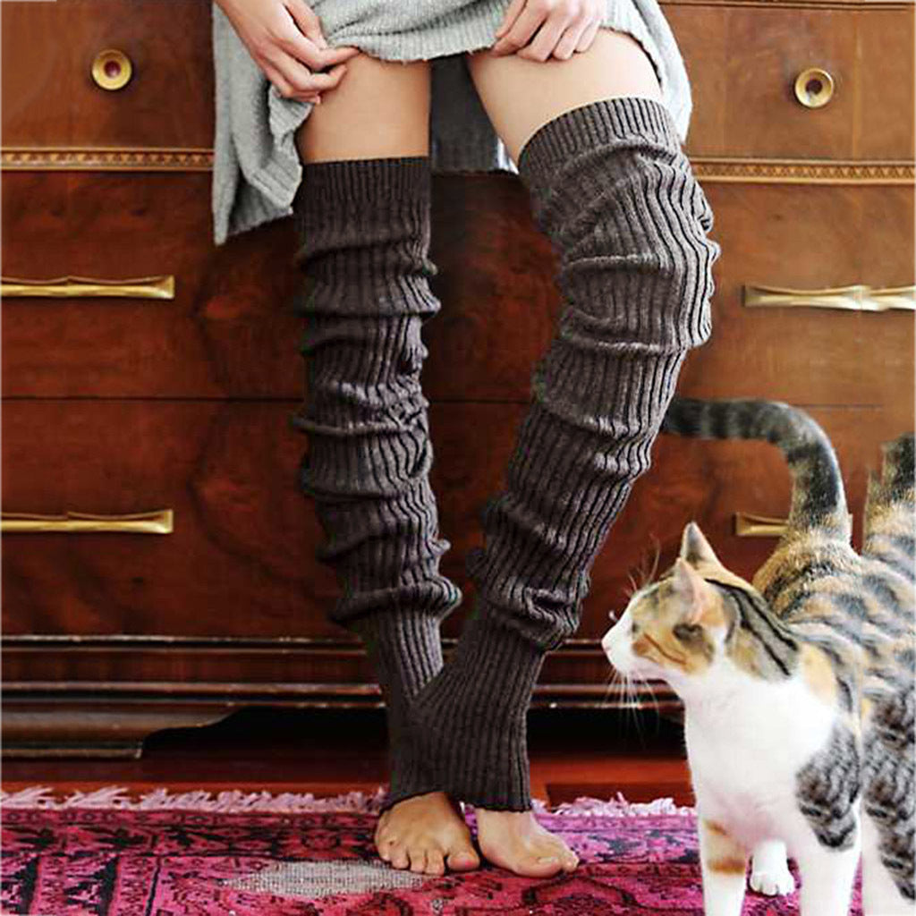 Long over knee knitted pile socks