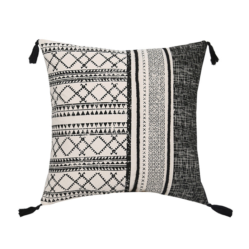 Jacquard pillowcase fringe modern simple geometry
