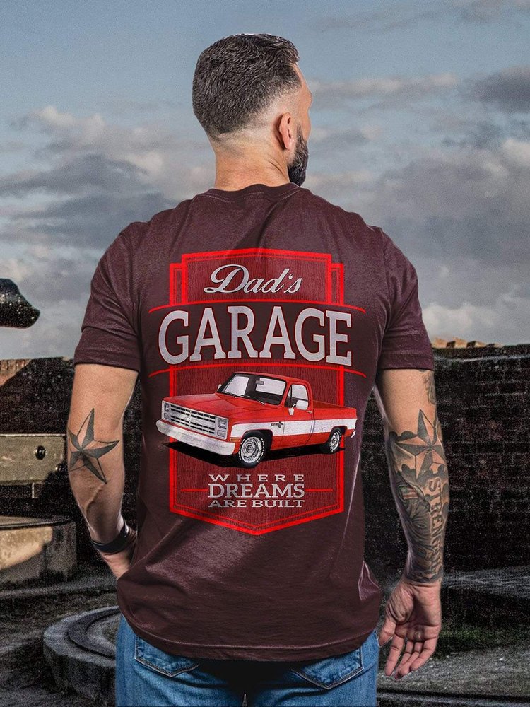 Dad's Garage Red Car T-Shirt - DUVAL