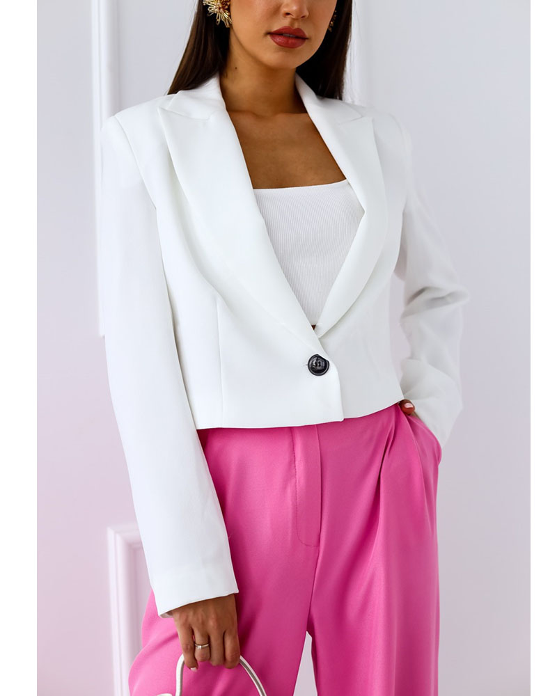 Cropped Button Lapel Thin Blazer