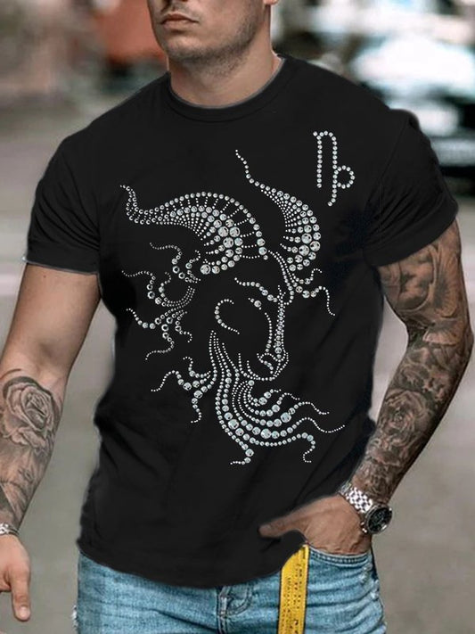 Men's T-shirt Tee Rhino Beads Crew Neck Cool Black 3D Print Outdoor Street Short Sleeve Print Clothing Apparel Basic Sports Designer Casual - DUVAL