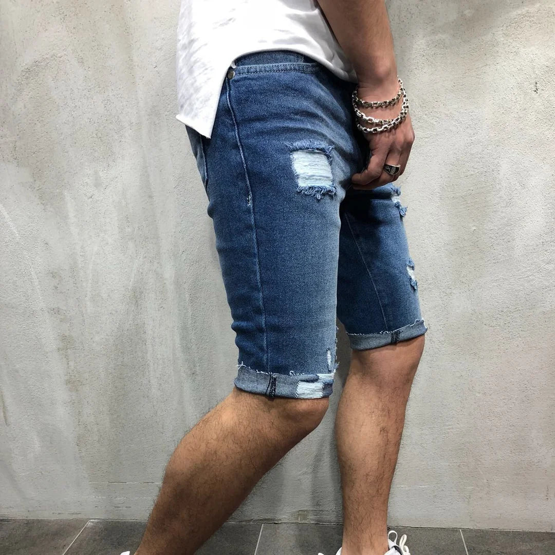 Men's Shorts Ripped Street Fashion Retro Jeans - DUVAL