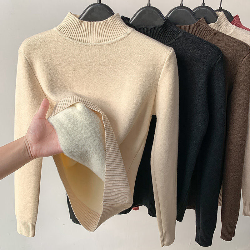 Winter thickened half turtleneck inner sweater