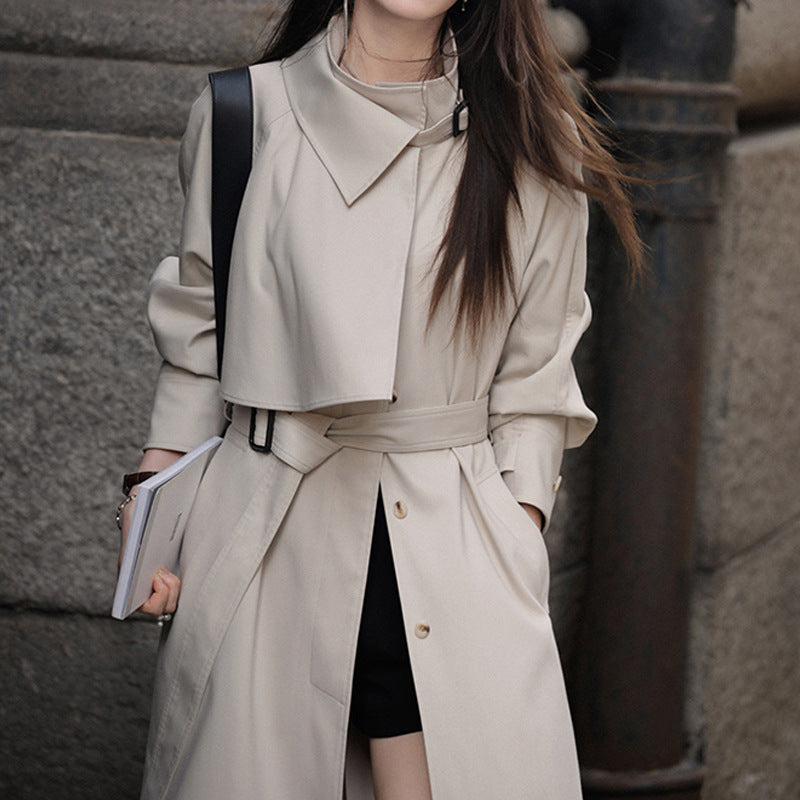 Seattle Trench Coat Lace-Up Straight Double Layer Trench Coat