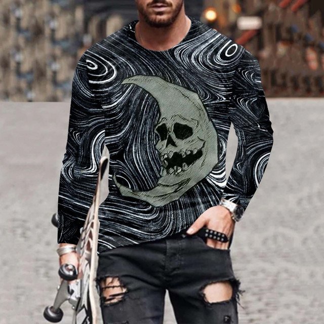 Men's Stylish Casual Halloween Long-Sleeved T-Shirt - DUVAL