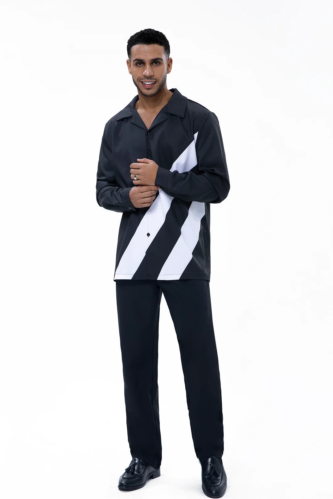 Black Walking Suit 2 Piece Long Sleeve Set - DUVAL