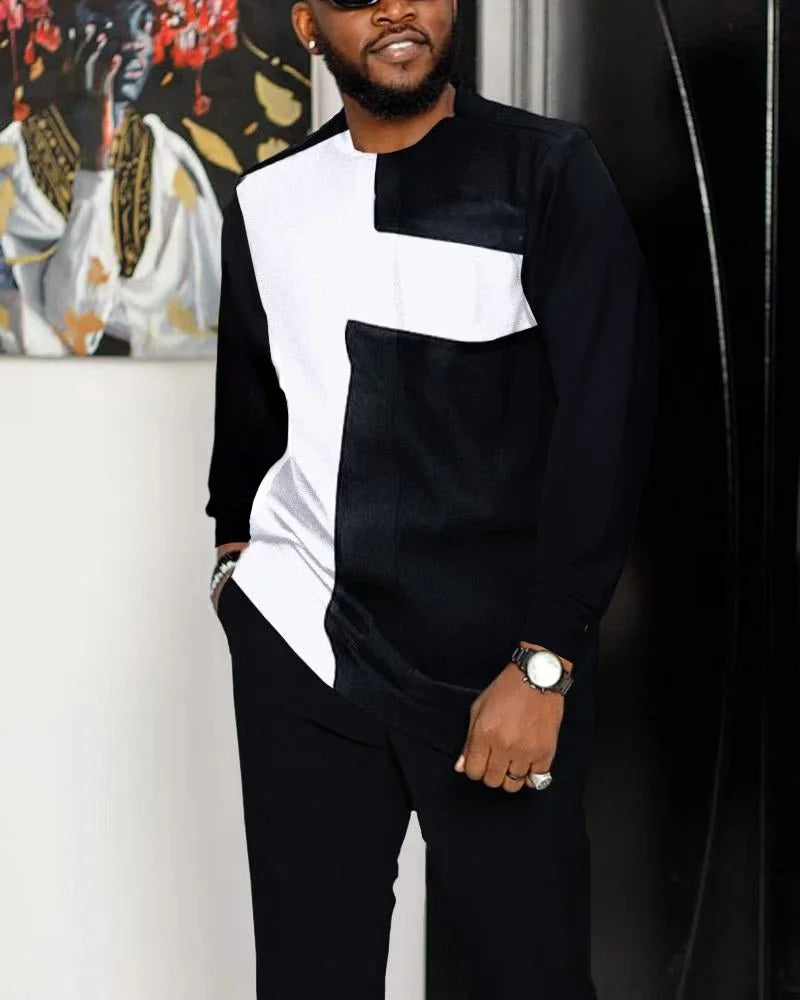 Casual Color Blocking Long Sleeve Walking Suit-014 - DUVAL
