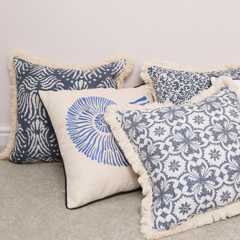 Fringed lace sofa cushions and pillows