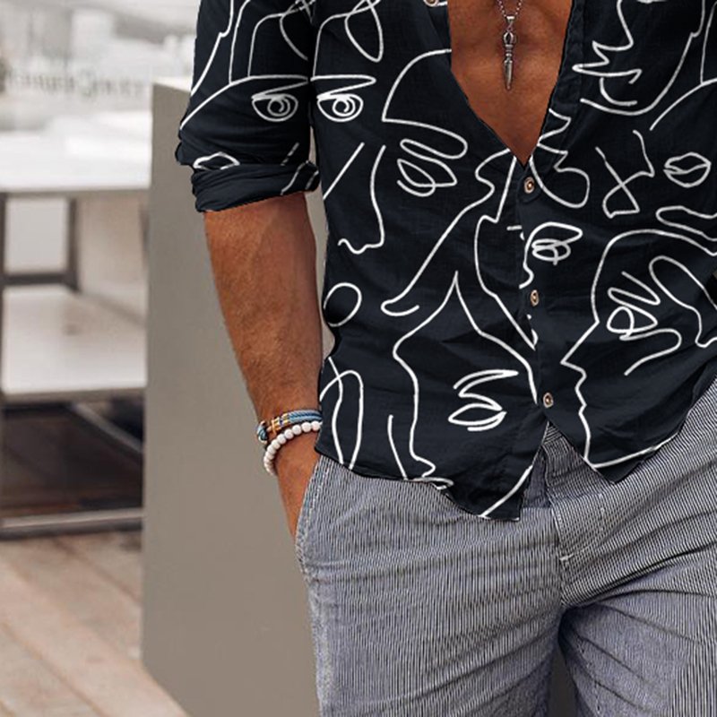 Casual Holiday Pattern Printing Mens Shirt - DUVAL