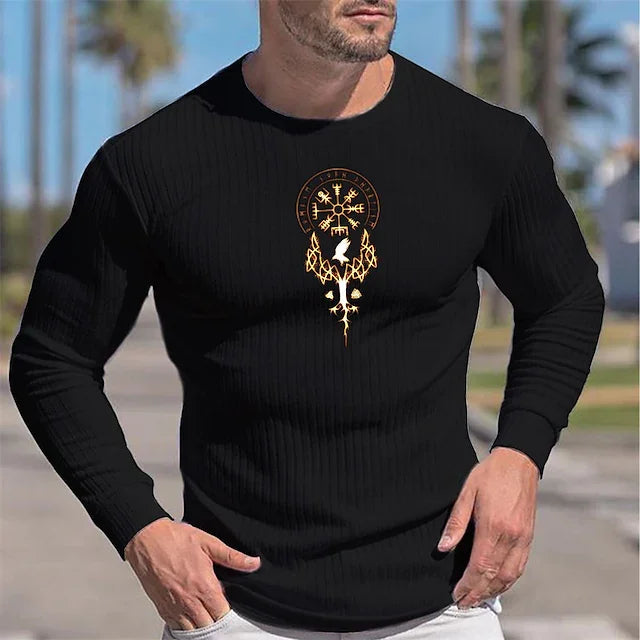 Men's T shirt Tee Graphic Flame Crew Neck Black Long Sleeve Hot Stamping Street Daily Print Tops Fashion Designer Casual Comfortable