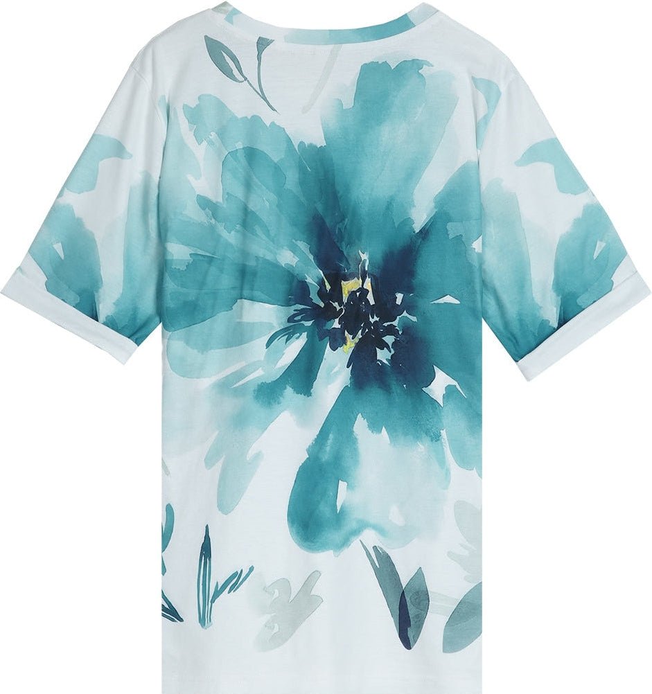 Elegant Floral Print Short Sleeve Top